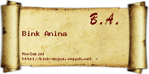 Bink Anina névjegykártya